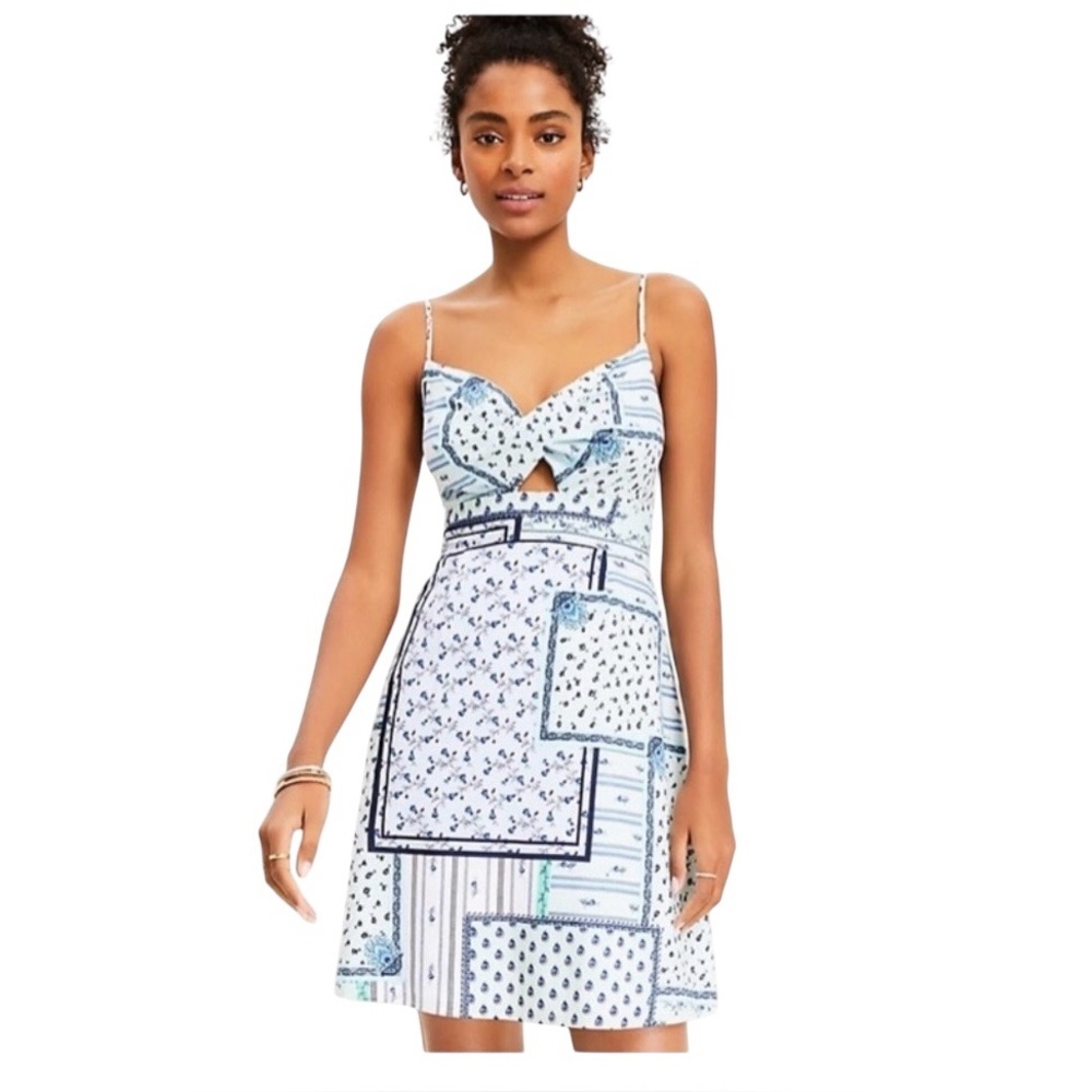 Loft Twist w open front peak a boo front sundress Size 4, Blue, teal, mint green